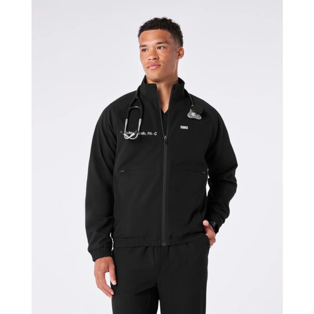 Figs Men's Cobaki Full Zip Scrub Jacket Black Sz XXL Medical Healthcare Career